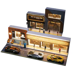 kivcmds 1/64 bar, coffee shop simulation miniature scene architectural model car model peripheral with creative ornaments