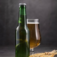 Botol kaca bir hijau zamrud, Flint, 330ml dengan tutup mahkota grosir bentuk Normal dan desain biasa Logo khusus
