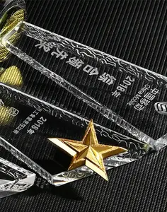 Pujiang Großhandel k9 leere Kristall Trophäe Glas Auszeichnungen benutzer definierte Logo Laser gravur Kristall Award Trophäe für den Sport