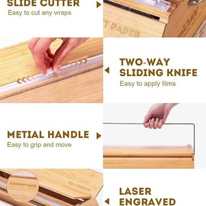Wooden Plastic <b>Wrap</b> Cutter Rectangle Natural Wood Color With Wooden Lid For <b>Kitchen</b> Food Storage And Container - Product Image 2