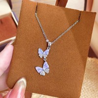 Collier papillon, accessoires, bijoux fantaisie avec pendentif en strass, pour femme et fille, en cuivre, pour la décoration