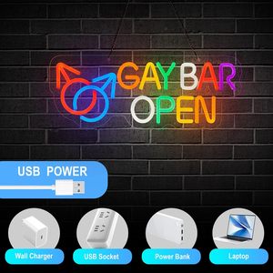 Gay Bar Open Neon Sign para decoración de pared Regulable LED Neon Light USB Powered Neon Art Signs Decor Custom Neon Lights - Product Image 4