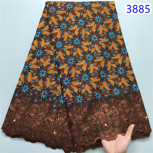 Tissus en Dentelle <span class=keywords><strong>de</strong></span> Coton Africain 2024, Tissu en Voile <span class=keywords><strong>Suisse</strong></span> <span class=keywords><strong>de</strong></span> Haute Qualité avec Pierres, Tissu en Dentelle du Nigeria pour Robe 3885 - Product Image 6