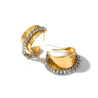 Boucles d'oreilles de luxe légères de haute qualité, design élégant, forme en C, creuses, accessoires de style tendance TGES9230