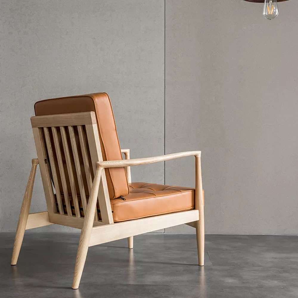 Relaxing Leather Lounge Chair with Upholstered Armchair Nordic modern living room furniture balcony leisure sofa chair