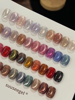 Nouveauté : Ensemble de 40 Gels Ongles Effet Œil de Panda Marron – Tons Café Automne/Hiver – Vernis Gel Magnétique pour Salons de Manucure Professionnels