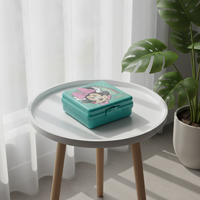 Boîte à lunch carrée personnalisable en PP avec couvercle, mignonne, multifonctionnelle, sans BPA, de qualité alimentaire, pour enfants, idéale pour l'école et la randonnée