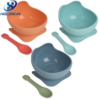 Ensemble de bols de vaisselle pour bébé en silicone de qualité alimentaire breveté de conception moderne et résistant à la chaleur avec cuillère pour nourrir confortablement les enfants