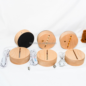 Lampes rondes Bases en <span class=keywords><strong>hêtre</strong></span> Lampe de base d'éclairage 3D Décoration intérieure Lumière Longue bande Supports de veilleuses Bases de commutateur USB Chambre à coucher USB - Product Image 2