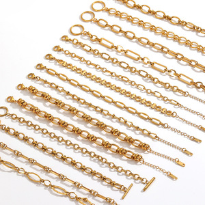 Pulsera de Cadena con Hebilla OT, Chapada en Oro de 18K, Acero Inoxidable Resistente al Agua, Joyería Minimalista de Moda para Mujer - Product Image 5