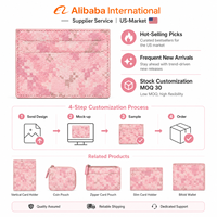 Portefeuille fin tendance à motif pixel en cuir rose pour le bureau et les trajets quotidiens, avec finition des bords peints à l'huile et rangement facile pour les cartes