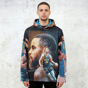 Felpa con Cappuccio in Tessuto Tapisserie all'Ingrosso, Miglior Design Ispirato alle Maglie da <span class=keywords><strong>Basket</strong></span>, Felpa Oversize da Uomo - Product Image 2