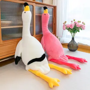 Fabrication de gros bonne qualité grande taille blanc rose peluche jouets peluche flamant rose oreillers