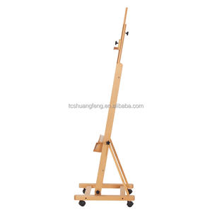 Chevalet de studio en bois en forme de H, pièces de chevalet, Mga Gulong - Support en bois de hêtre à mât réglable, Hawak Ang 48 pouces, toile W02D - Product Image 5