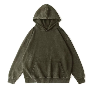 เสื้อสเวตเชิ้ตผ้าฝ้ายหนาน้ำหนัก 350 กรัม ล้างสีแบบแอซิดวอช ทรงโอเวอร์ไซส์ สไตล์วินเทจ ลายนูนพิมพ์ลาย สำหรับผู้ชาย ขายส่ง - Product Image 4