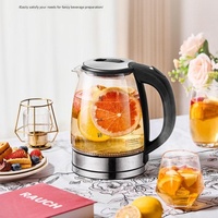 Bouilloire Électrique en Verre 1,8 L, Ébullition Rapide, Sans Fil, Arrêt Automatique, Protection Anti-Ébullition à Sec, Maintien au Chaud pour Thé/Café, Utilisation Extérieure