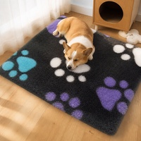 Tapis pour chien en polaire tricoté antidérapant à motif de pattes, couverture imperméable pour animaux de compagnie, literie sèche Vetbed