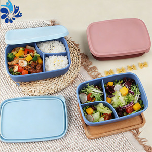 Chinese Style Three Compartment Lunch <b>Box</b> 1-3L Portable With <b>Plastic</b> Lid For Office Workers - Product Image 1
