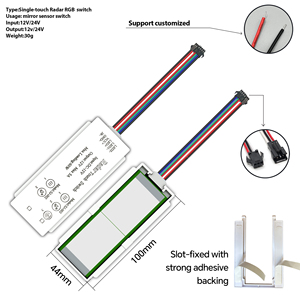 DC 5A 60W 12V/24V Dimming CCT Memory RGB Radar <strong>Sensor</strong> <strong>Touch</strong> and radar Sensorswitch for Mirror - Product Image 5
