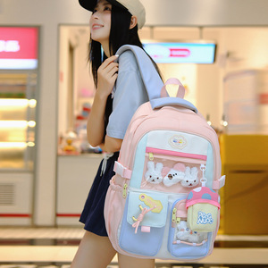 Sweet Ins Style Middle <b>School</b> Student Schoolbag High-Looking Macaron Color Matching <b>Backpack</b> Large Capacity Multi-Flap Pocket - Product Image 3
