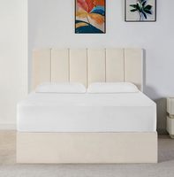 Lit King Size de Luxe Rembourré en Tissu Style Européen avec Sommier Hydraulique et Rangement Intégré