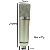 Microphone à condensateur cardioïde U87 -2, diaphragme doré de 34 mm, circuit d'amplification de classe A, alimentation fantôme 48V, microphone d'enregistrement vocal en studio