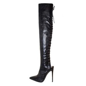 2023 Latest Design Sexy Patent <strong>Leather</strong> Black <strong>Thigh</strong> <strong>High</strong> Custom <strong>Boots</strong> - Product Image 2