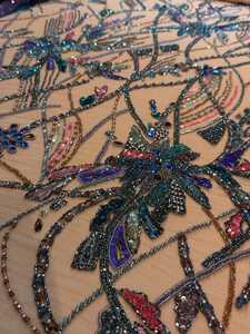 Elegant Embroidery <b>Fabric</b> with Pearls Glitter Sequins and Decorative Beads for Couture Dresses Stage Costumes and Event Outfits - Product Image 3