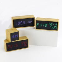 Reloj Despertador Digital de Bambú con Calendario, Temperatura, Humedad, Diseño Nuevo de EMAF, Decoración para el Hogar, Carcasa de Madera, Alimentación USB, LED