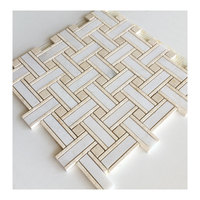 Mosaïque en marbre blanc doré, carrelage classique en nid d'abeille, crédence de cuisine, mur de salle de bain, beige, mur intérieur d'hôtel