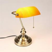 Lampe de banquier rétro moderne avec abat-jour en verre vert bleu orange et blanc E26 DC Powered Décoration de chambre à coucher