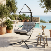 Fauteuil suspendu moderne avec support en acier thermolaqué, coussin en polyester 180g et coton PP, mobilier d'extérieur, balançoire
