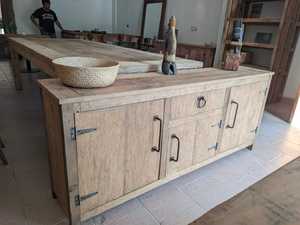 Modern Rustic Oak <b>Sideboard</b> with 2 Cabinet Doors and 3 Drawers Home Living Room & Kitchen <b>Storage</b> Dining Room Wood Stand - Product Image 5