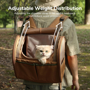 Large Oxford Adjustable Breathable Pet <b>Backpack</b> Carrier for Dogs & Cats <b>Lightweight</b> Durable Zippers Factory Direct OEM ODM - Product Image 2