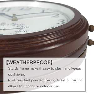 <span class=keywords><strong>Horloge</strong></span> <span class=keywords><strong>murale</strong></span> en métal à quartz double face de style station avec thermomètre, grand cadran, pour utilisation intérieure et extérieure - Product Image 5