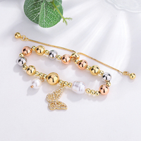 Bracelet DIY Tianmao tendance avec pendentif croix Madonna et papillon, en cuivre plaqué or, style cordon, pierre zircon, cadeau idéal