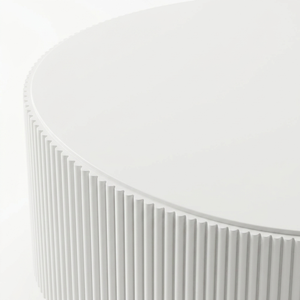 Jm Modern Round Fluted Coffee Table White Mdf Metal Base Living Room Office Furniture Minimalist Design - Product Image 3