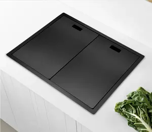 Modern Design Black 304 Stainless Steel Kitchen Sink Cover Handmade Bar Counter Sink With 3 Holes Small Hidden Single Size