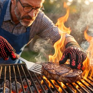 Gants de barbecue et de four imprimés résistants à la chaleur extrême, en silicone et coton, de qualité alimentaire, pour la cuisine, la cuisson et la manipulation des casseroles - Product Image 6