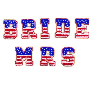 Livraison rapide USA Drapeau 8cm Chenille Lettre Patches Fer sur Lettres Patches - Product Image 1