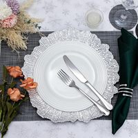 13 "réutilisable Reef servant des assiettes rondes brillantes décoratives en plastique argenté pour les fêtes de mariage