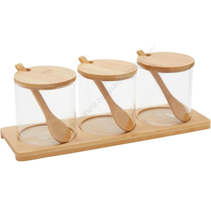 Juego de 3 Frascos de Vidrio Multifuncionales para Especias y Condimentos de 260 ml, Venta al por Mayor - Product Image 1