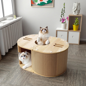 Modern Durable Luxury Cat Scratch Board Large Oval Corrugated Carton <strong>Scratcher</strong> House Tunnel Hole for Play and <strong>Lounge</strong> - Product Image 6
