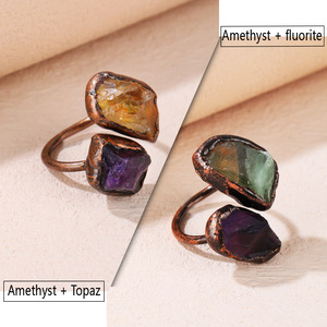 Bagues de luxe faites à la main en pierre naturelle et cristal irrégulier, style rétro, bijoux de mode pour mariage, fiançailles, fêtes et cadeaux - Product Image 5