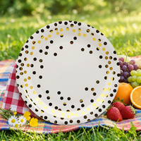 Assiettes en papier modernes personnalisées, imprimées, jetables, compostables, résistantes à l'huile et à l'eau, écologiques, pour la cuisine, les pique-niques, les fêtes d'anniversaire