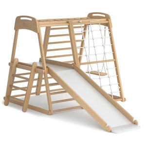 Children Slide Only B2B Boori Kindergarten Children Wooden Climbing Frame Indoor 3 In 1 Wood Slide For Kid Toy