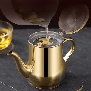 Vente en gros de théières à café en or de qualité alimentaire, théières marocaines en acier inoxydable, avec filtres intégrés pour la maison et le restaurant. - Product Image 2