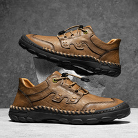 Chaussures en cuir faites à la main pour hommes, chaussures de marche rétro, confortables, décontractées, baskets, grande taille 38 46