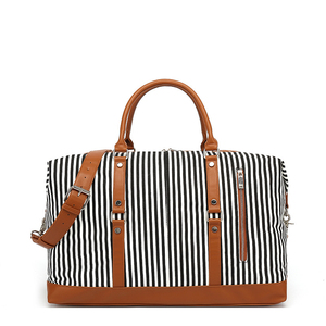 Bolsa de viaje a rayas clásica personalizada, bolsa de viaje de lona para equipaje de mano, paquete de viaje para hombres y mujeres - Product Image 4