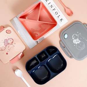 Jieyang Lebo, nouvelle collection, boîte à lunch en plastique à 3 compartiments, ensemble bouteille d'eau et cuillère pour enfants - Product Image 4